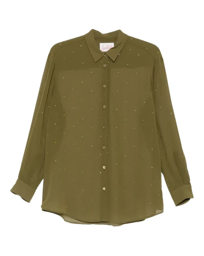MC2 Saint Barth rhinestone-embellished semi-sheer shirt - Grün Grün