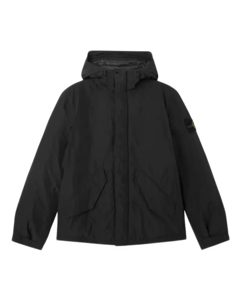 Stone Island logo-patch hooded jacket - Schwarz Schwarz