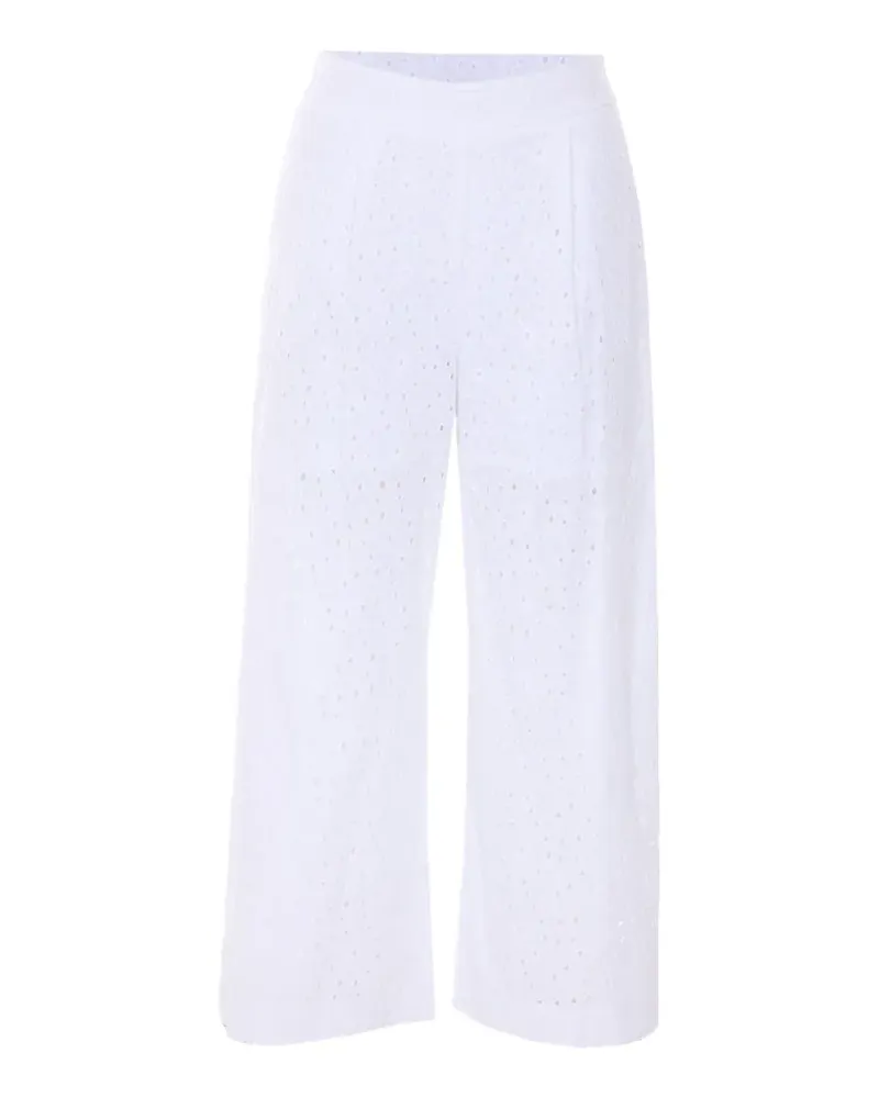 Twin-Set floral-embroidered wide-leg trousers - Weiß Weiß