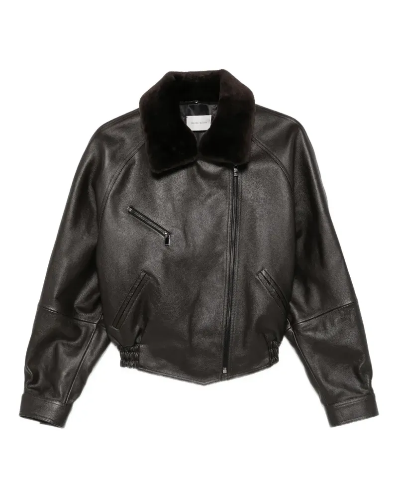Magda Butrym Lederjacke mit Shearling-Kragen - Braun Braun