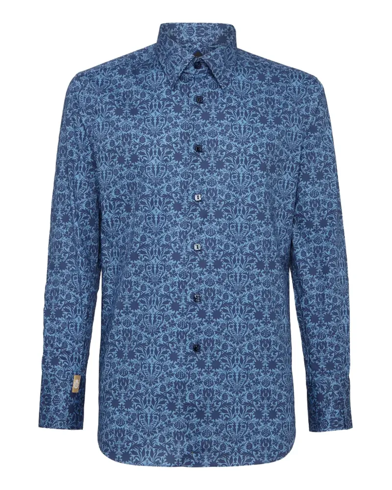 Billionaire Silver Cut Hemd mit Damast-Print - Blau Blau