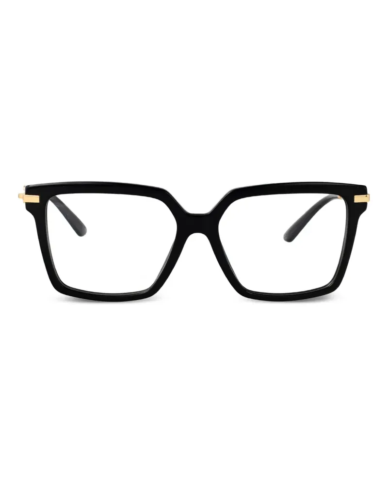 Dolce & Gabbana Eckige Sonnenbrille mit goldfarbenem Detail - Schwarz Schwarz