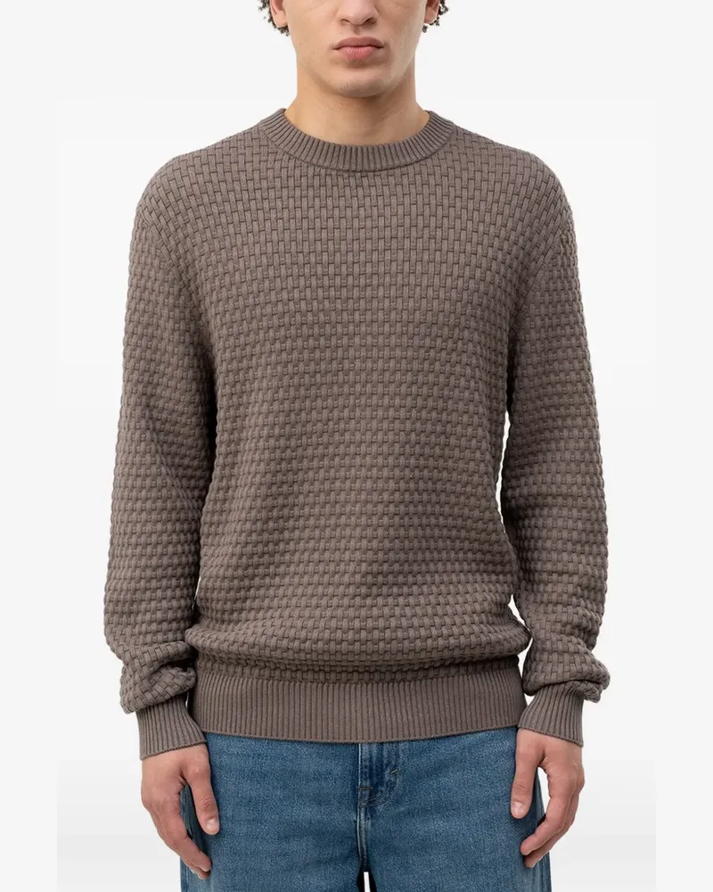 HUGO BOSS basket-weave crew-neck sweater - Braun Braun