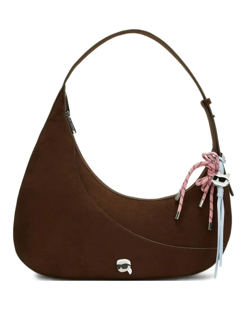 Karl Lagerfeld Ikon Schultertasche in Wildlederoptik - Braun Braun