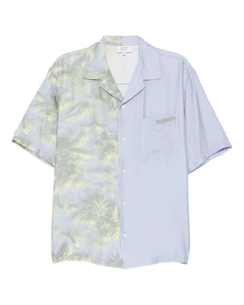 Kitsuné floral-print panelled shirt - Blau Blau