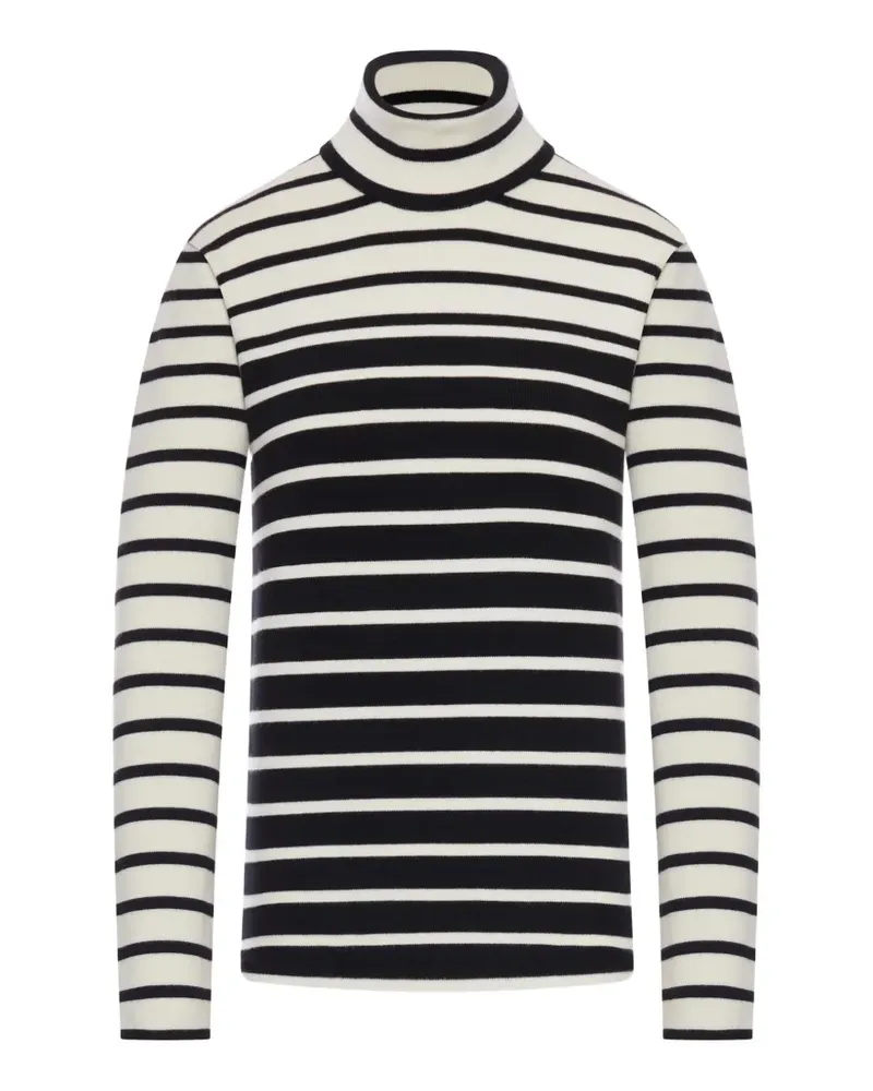 Totême Gestreifter Rollkragenpullover - Schwarz Schwarz