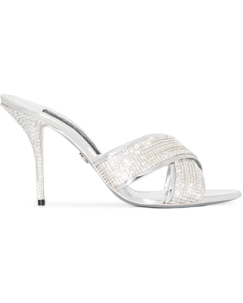 Dolce & Gabbana Mules mit Kristallen 85mm - Silber Silber