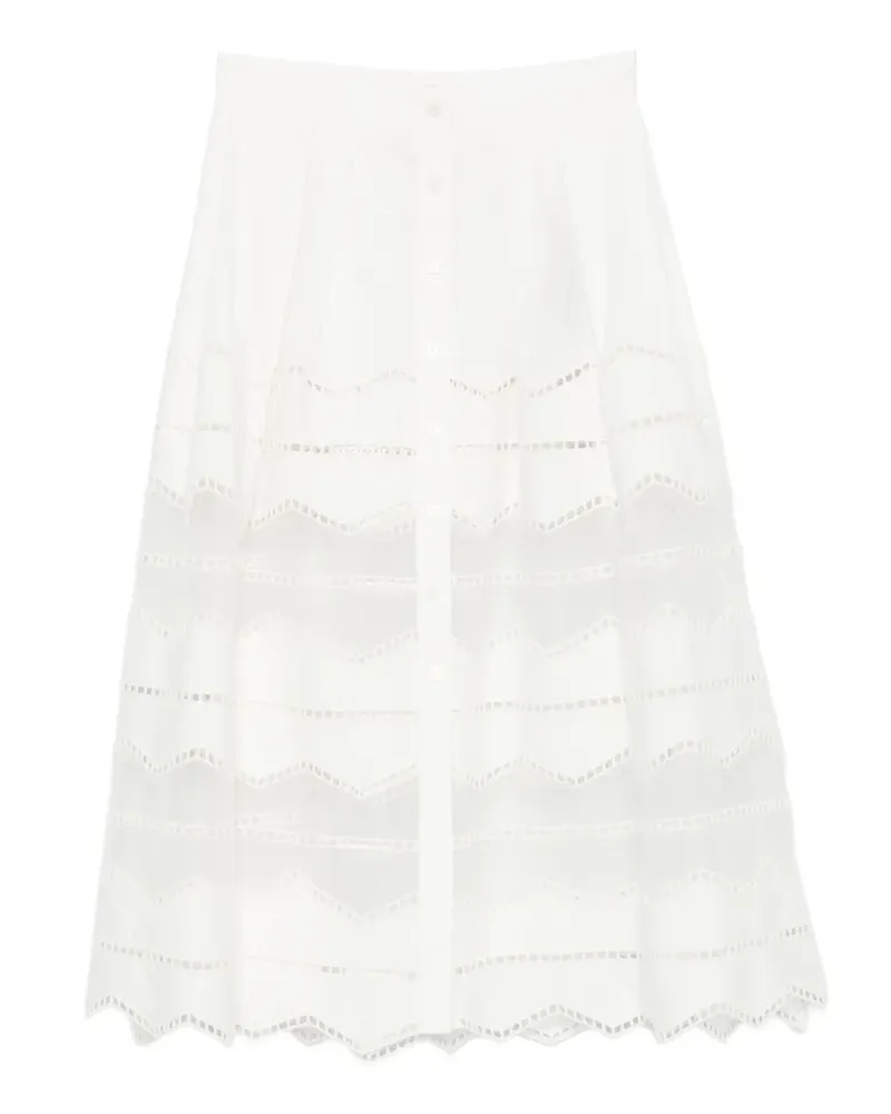 Elie Saab broderie-anglaise midi skirt - Weiß Weiß