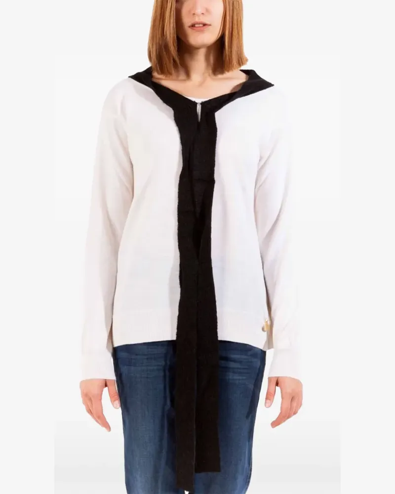 Moschino contrast-trim wool sweater - Weiß Weiß