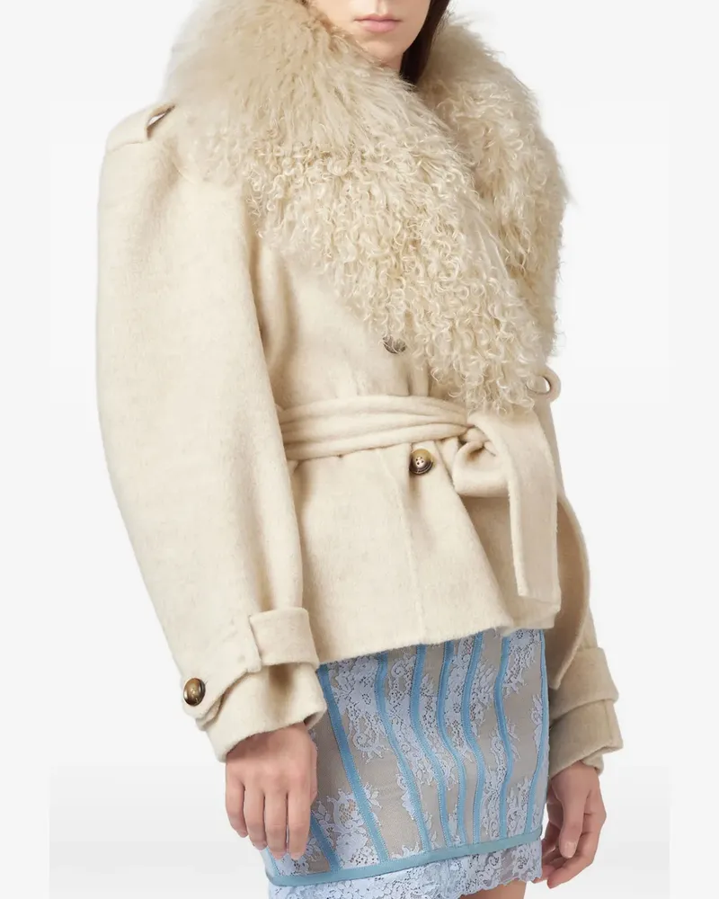 Giuseppe di Morabito Mantel mit Shearling-Kragen - Nude Nude