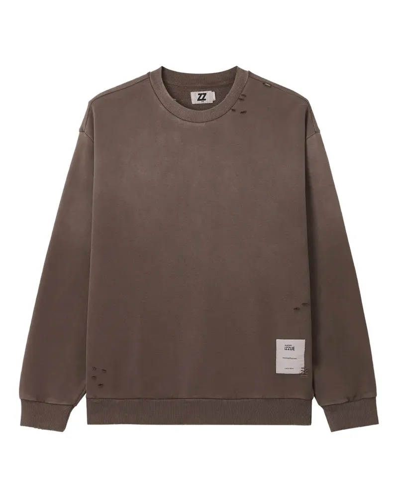 Izzue Sweatshirt im Distressed-Look - Braun Braun