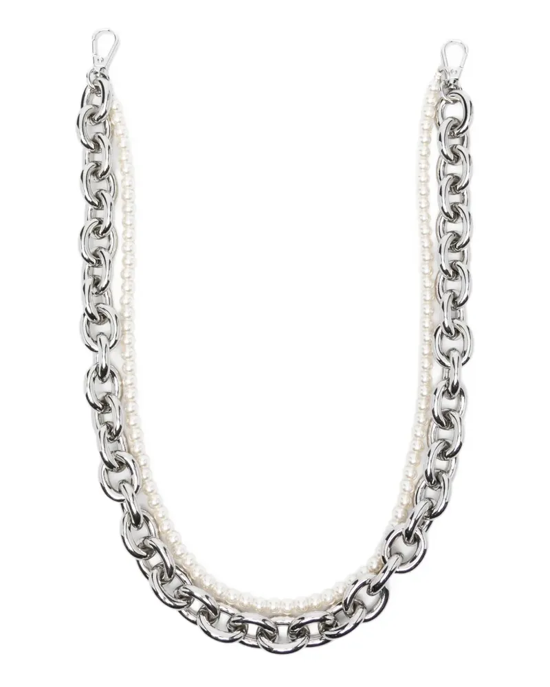 Simone Rocha Taschenriemen mit Perlenverzierung - Silber Silber