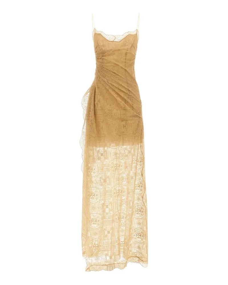 Ermanno Scervino majolica-embroidered ruched dress - Nude Nude