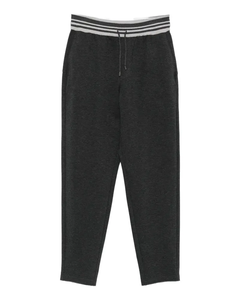 PANICALE Cashmere Gestreifte Jogginghose mit Kordelzug - Grau Grau