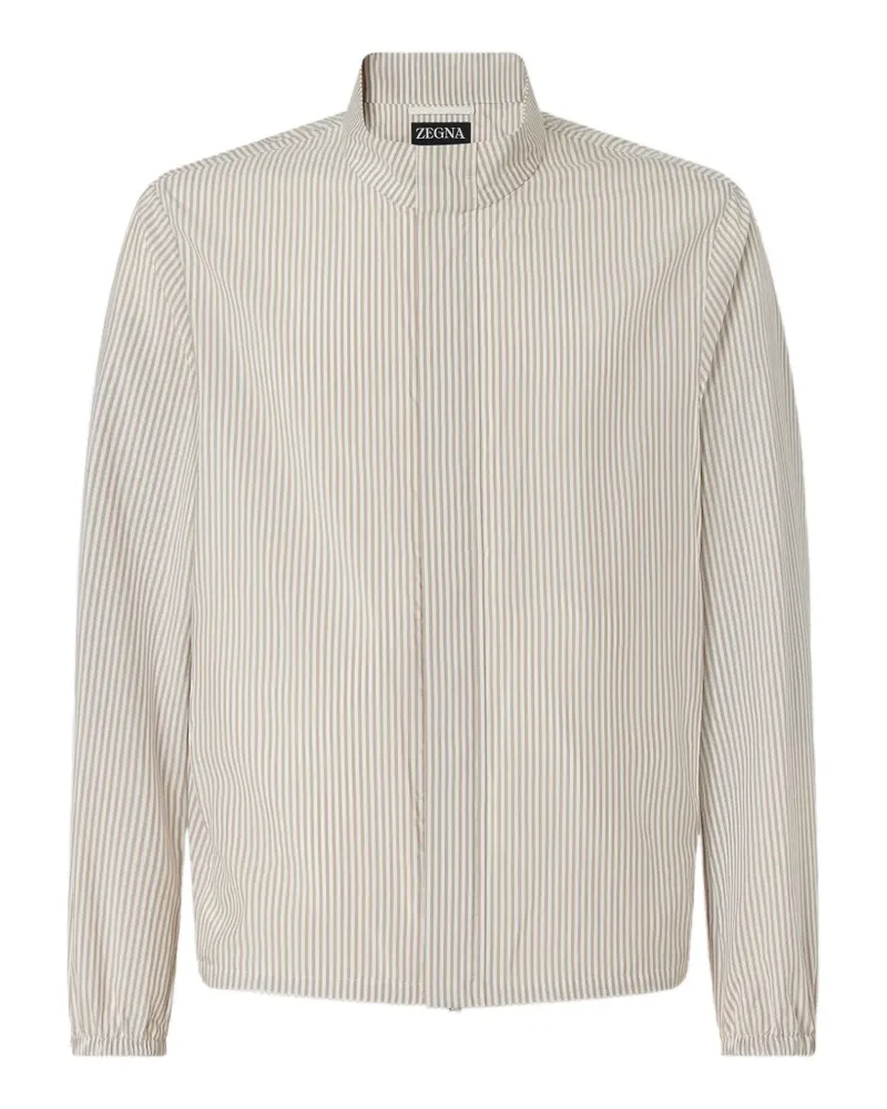 Ermenegildo Zegna Gestreifte Jacke aus Seide - Nude Nude