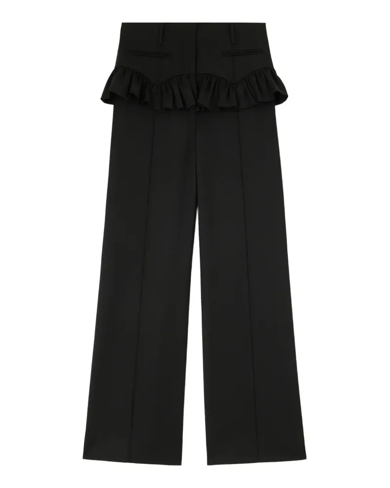 Ganni Hose aus schwarzer Wolle Schwarz