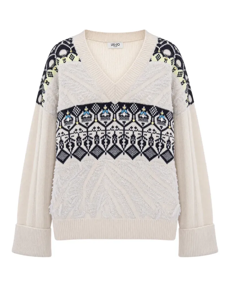 Liu Jo Jacquard-Pullover mit Schmuckstickerei - Nude Nude