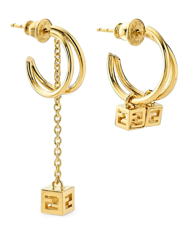 Fendi Asymmetrische Ohrringe mit FF - Gold Gold
