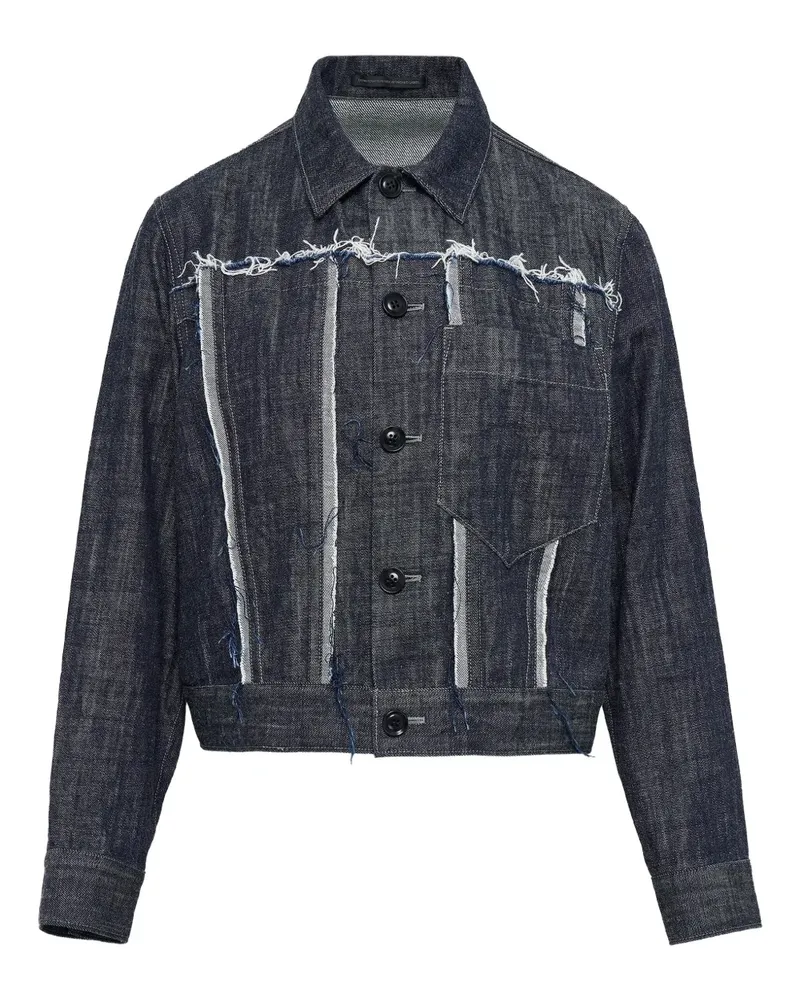 Yohji Yamamoto frayed-detail denim jacket - Blau Blau