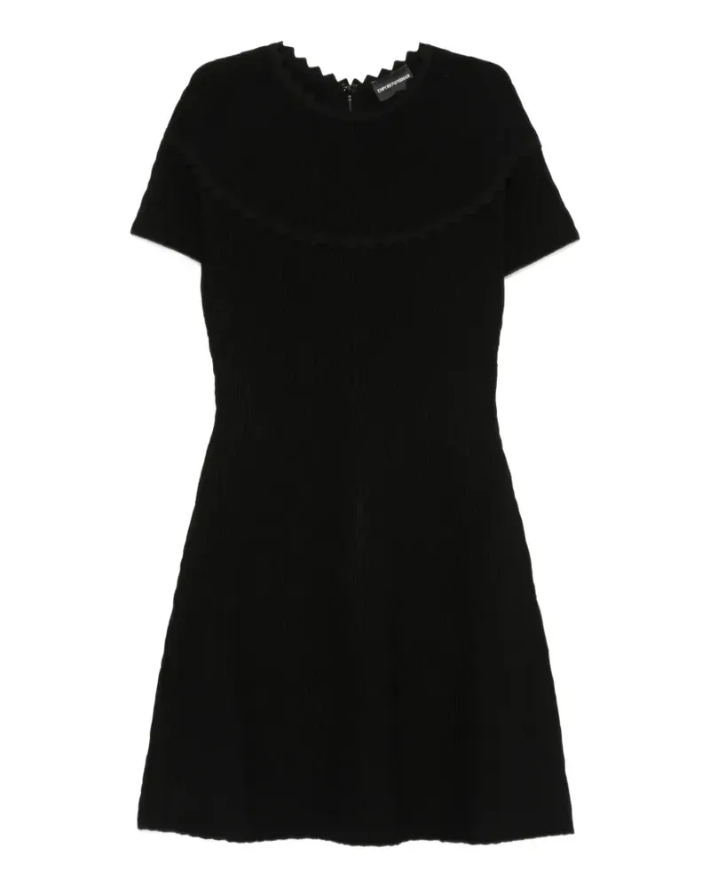 Emporio Armani Minikleid mit Wellensaum und strukturiertem Finish - Schwarz Schwarz