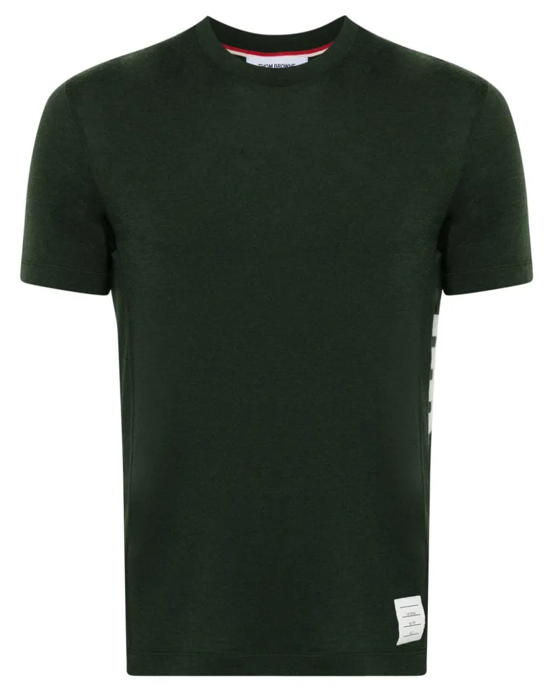 Thom Browne Woll-T-Shirt mit Streifendetail - Grün Grün
