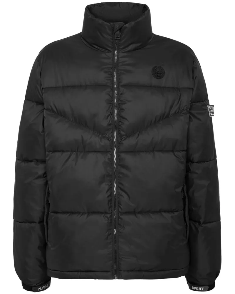 Philipp Plein Gefütterte Jacke mit Logo-Patch - Schwarz Schwarz