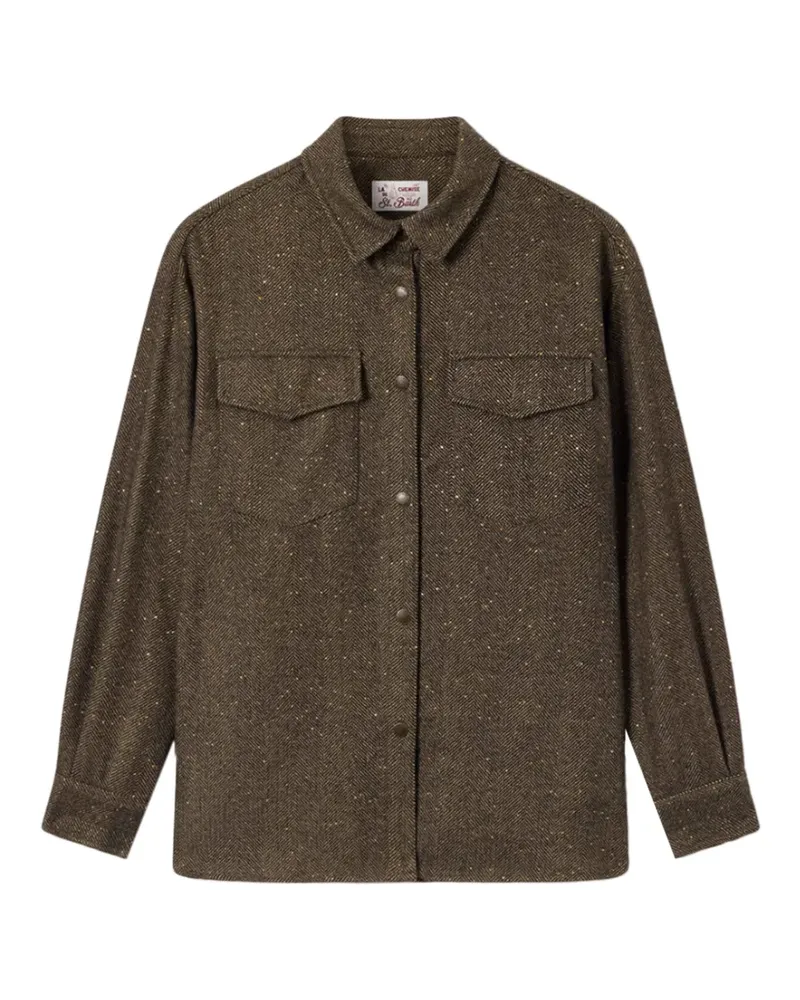 MC2 Saint Barth Cambry Hemdjacke mit Fischgrätenmuster - Braun Braun