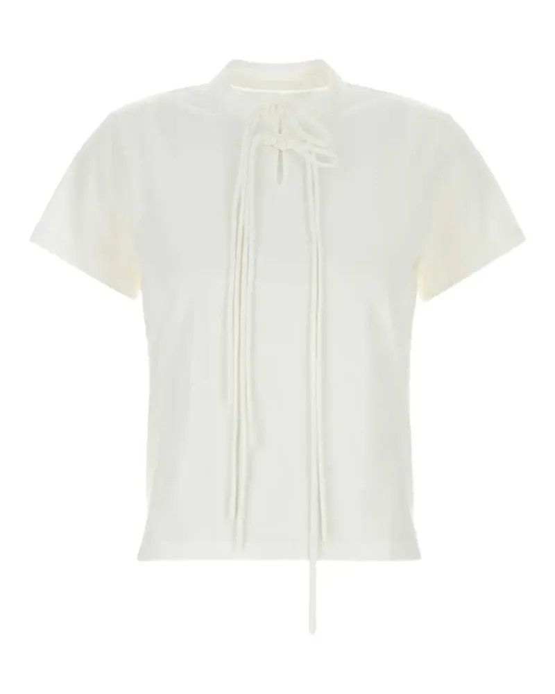Yohji Yamamoto Shaka lace-up T-shirt - Weiß Weiß