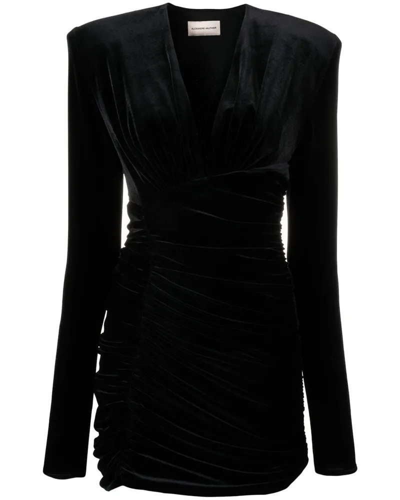 Alexandre Vauthier Gerafftes Kleid mit V-Ausschnitt - Schwarz Schwarz