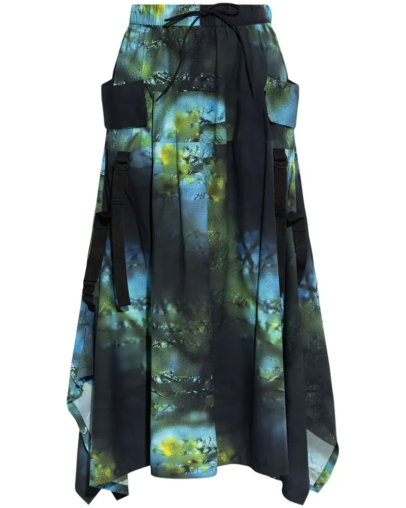 Y-3 Maxirock mit Print - Schwarz Schwarz