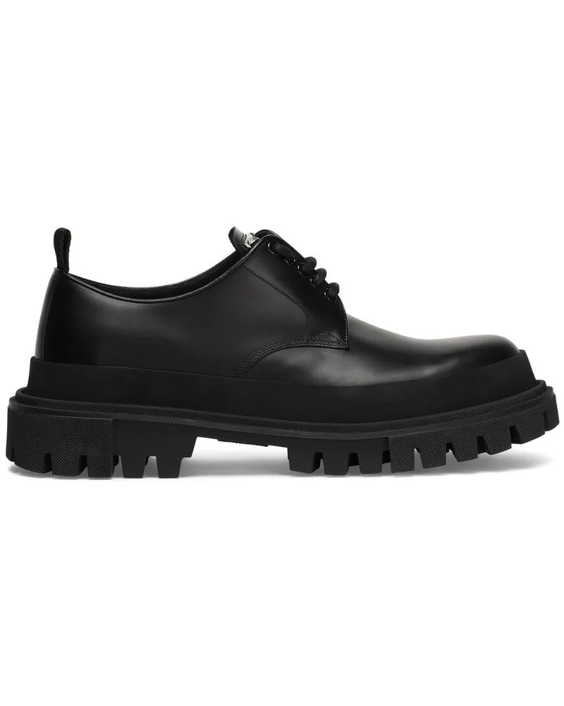 Dolce & Gabbana Derby-Schuhe mit Logo-Schild - Schwarz Schwarz