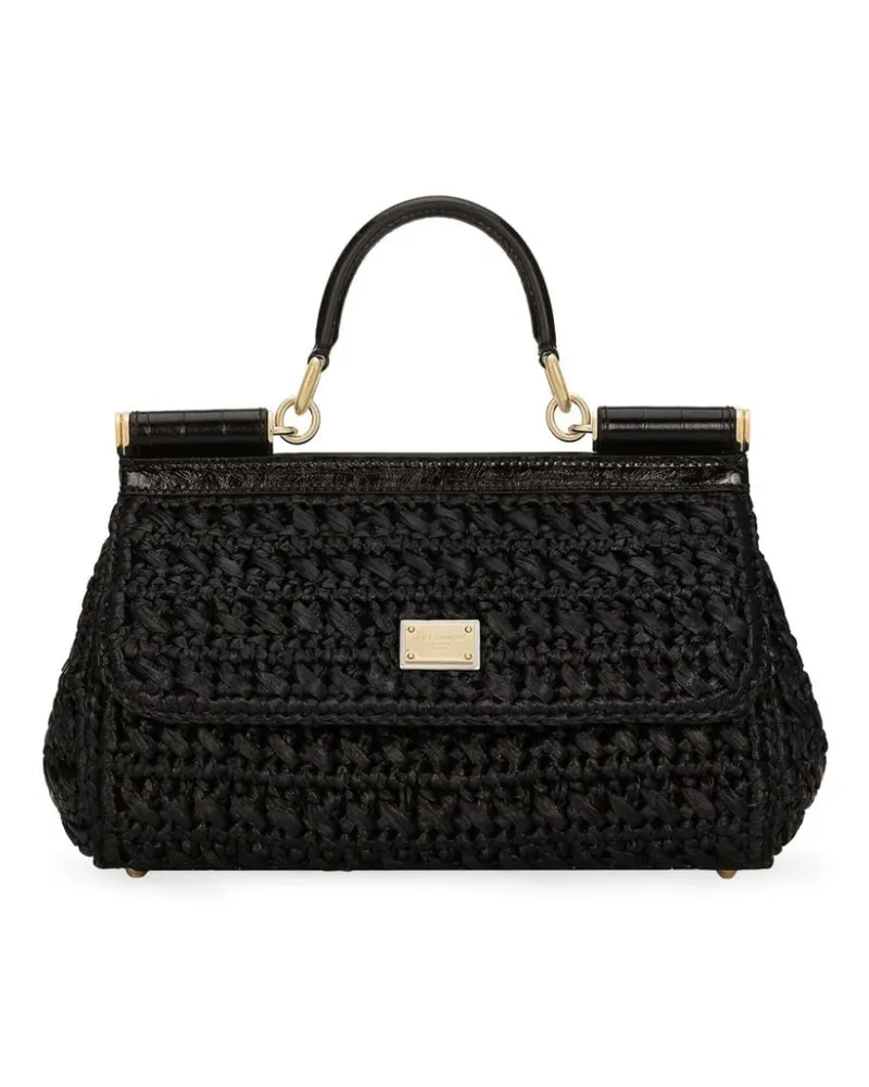 Dolce & Gabbana Gewebte Sicily Mini-Tasche - Schwarz Schwarz