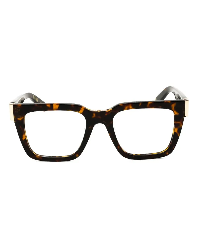 Philipp Plein tortoiseshell-effect rectangle-frame glasses - Braun Braun