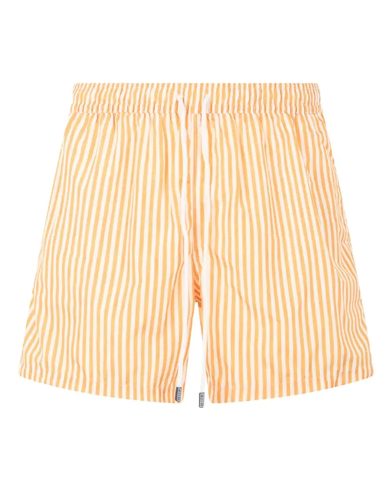 Fedeli striped drawstring-waist swim shorts - Orange Orange