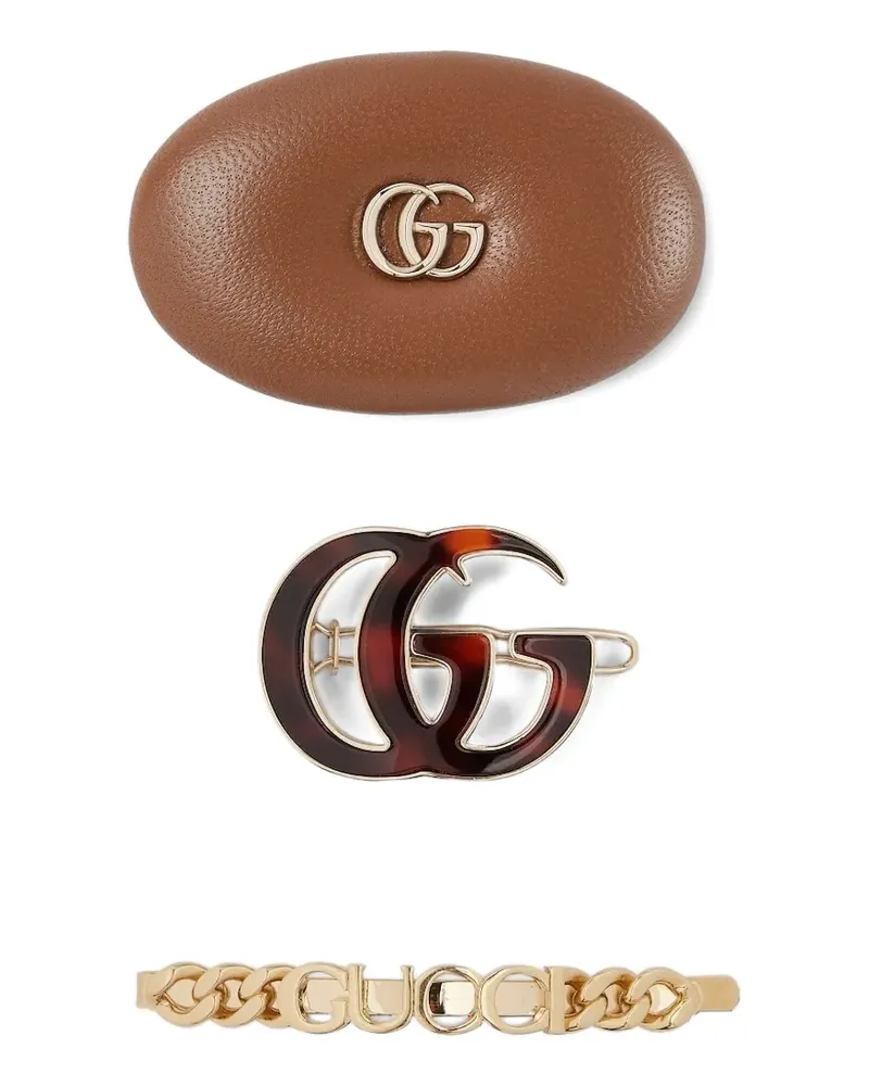 Gucci Haarspangen mit GG (2er-Set) - Braun Braun