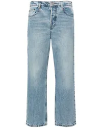 Frame Denim Halbhohe Slouchy Jeans mit geradem Bein Blau