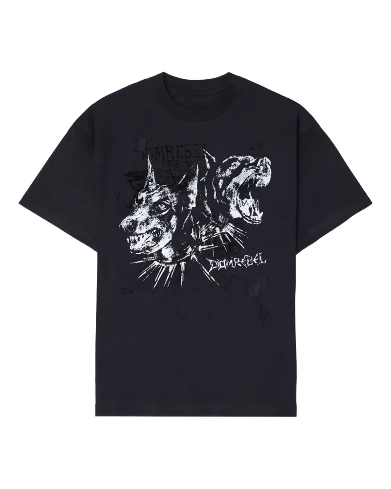 DOMREBEL Puppy T-Shirt mit Hundekopf - Schwarz Schwarz