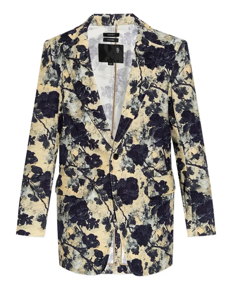 R13 Sakko mit Blumen-Print - Schwarz Schwarz