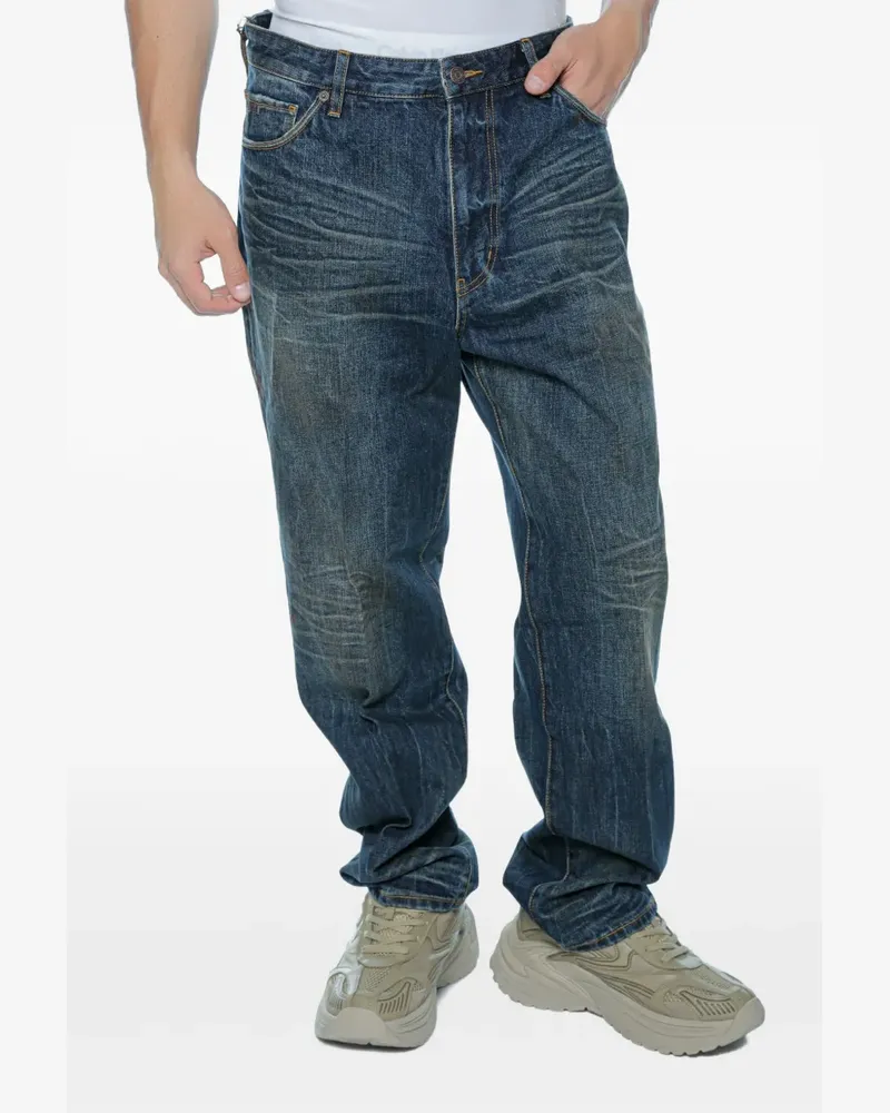 Emporio Armani J22 whiskered faded jeans - Blau Blau