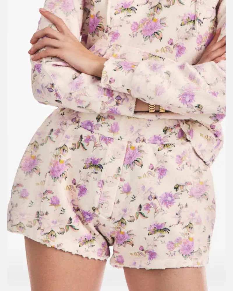 LoveShackFancy Renato floral frayed shorts - Nude Nude