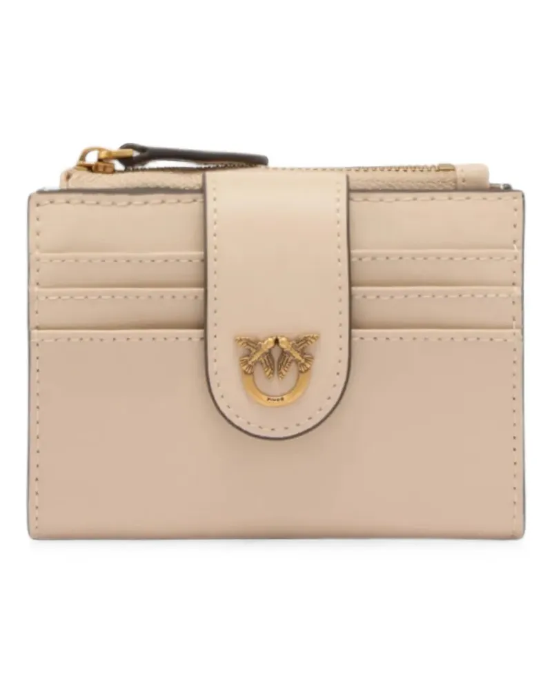 Pinko Kleines Portemonnaie aus glattem Leder mit Logo - Nude Nude