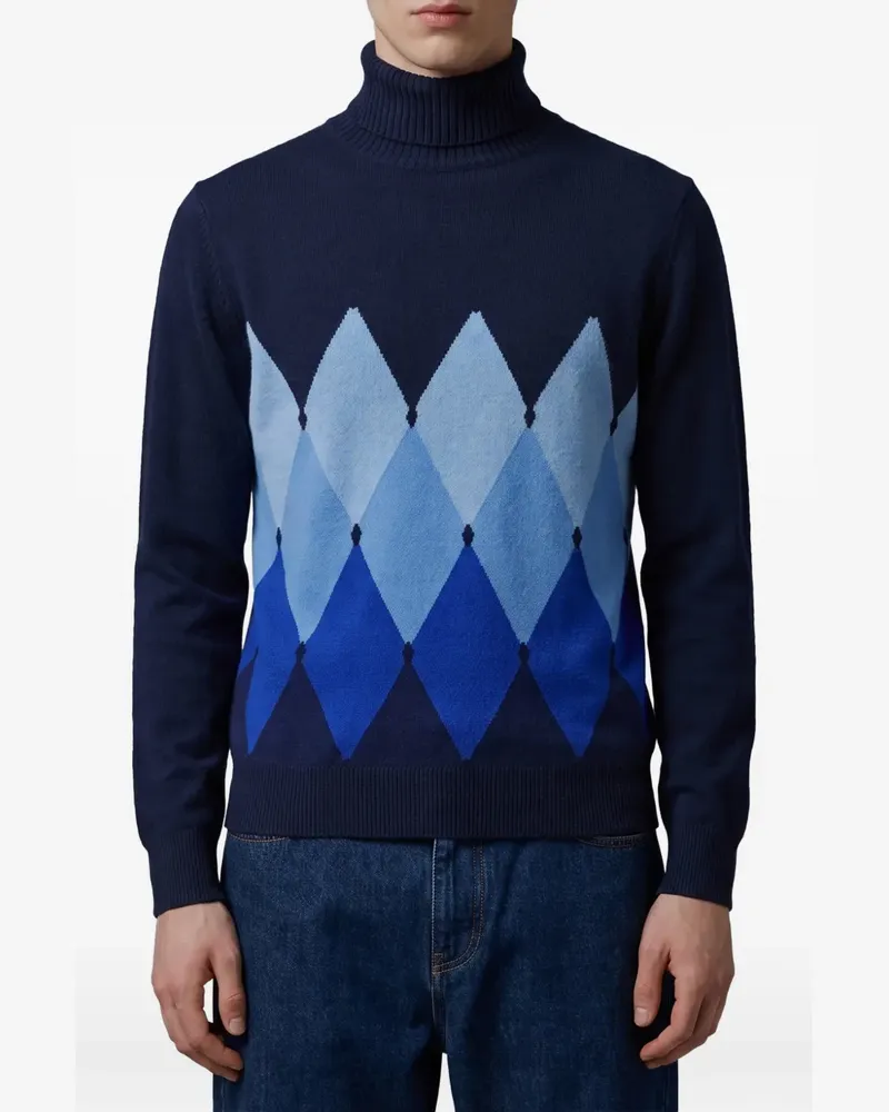 Ballantyne Rollkragenpullover mit Rautenmuster - Blau Blau