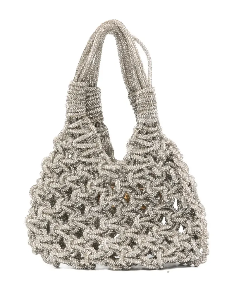 HIBOURAMA mini Vannifique knitted tote bag - Silber Silber