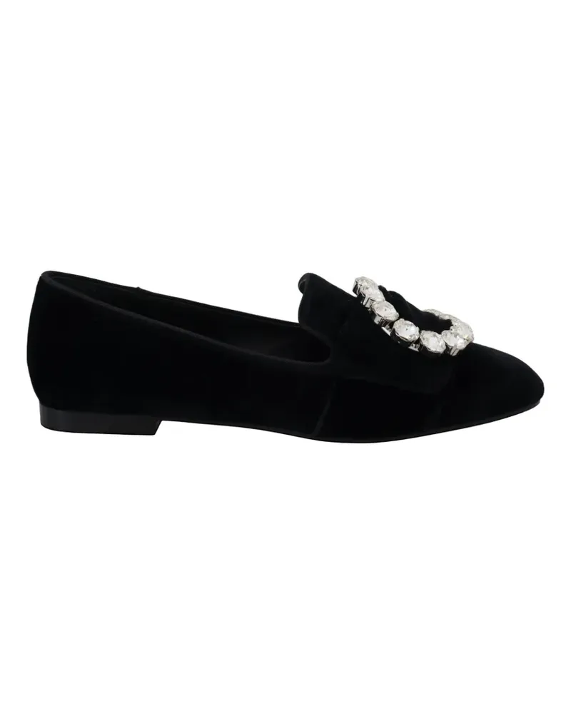 Dolce & Gabbana Loafer aus Samt mit Kristallen - Schwarz Schwarz