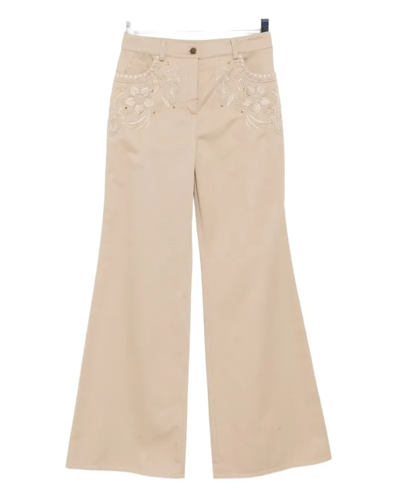 Elie Saab Bestickte Gabardine-Hose - Grau Grau