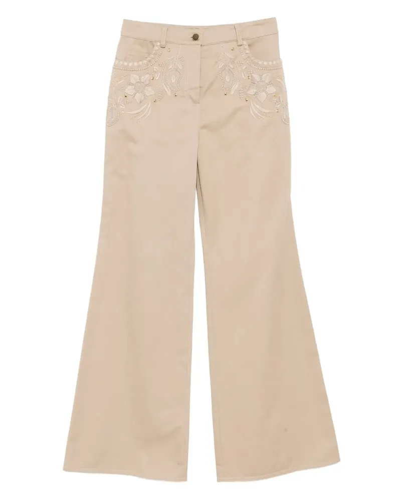 Elie Saab Bestickte Gabardine-Hose - Grau Grau