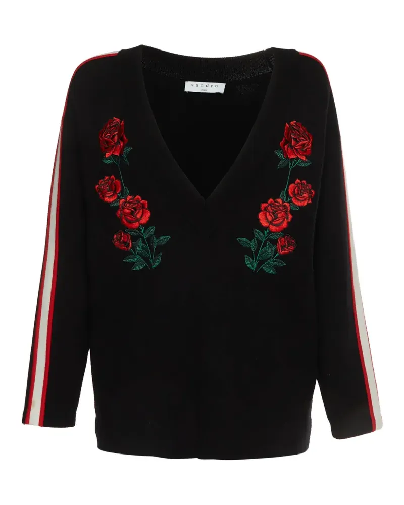 Sandro rose-embroidered sweater - Schwarz Schwarz