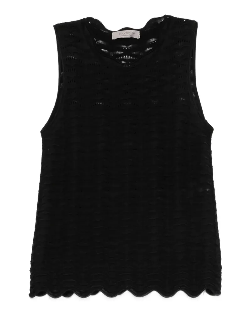 D.EXTERIOR Oberteil mit gewelltem Saum - Schwarz Schwarz
