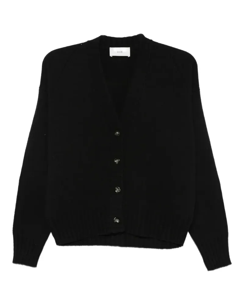 SOLOTRE V-neck button-up cardigan - Schwarz Schwarz