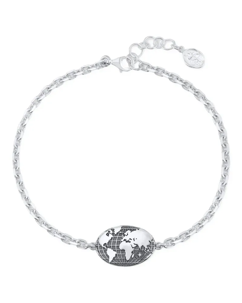 Dower & Hall Kettenarmband mit Globus-Verzierung - Silber Silber
